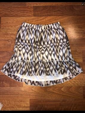 Vanity Brown and White High-Low Ruffle Skirt